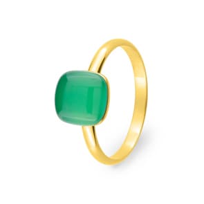 Ring 750/18 K Gelbgold mit grünem Achat