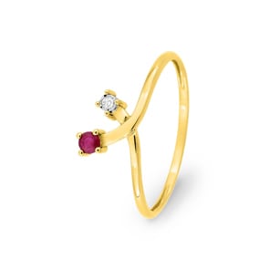 Ring 750/18 K Gelbgold mit Rubin & Zirkonia