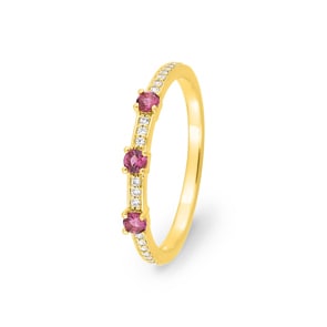 Ring 750/18 K Gelbgold mit Rubinen & Diamanten 0.10 ct