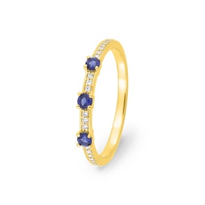 Ring 750/18 K Gelbgold mit Saphiren & Diamanten 0.10 ct