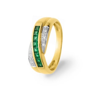 Ring 750/18 K Gelbgold mit Smaragden & Diamanten 0.03ct.