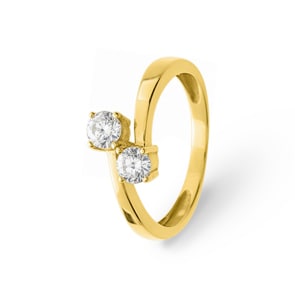 Ring 750/18 K Yellow Gold with Cubic Zirconia Toi & Moi