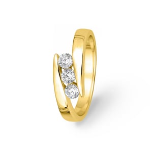 Ring 750/18 K Yellow Gold with Cubic Zirconia Trilogy