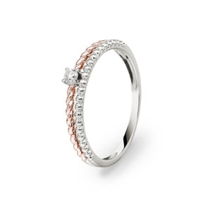 Ring 750/18 K Rosé-/ Weissgold mit Diamanten 0.06 ct H/si