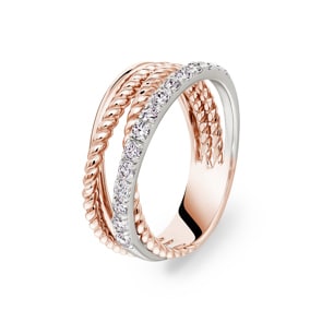 Ring 750/18 K Rosé-/ Weissgold mit Diamanten 0.45 ct H/si