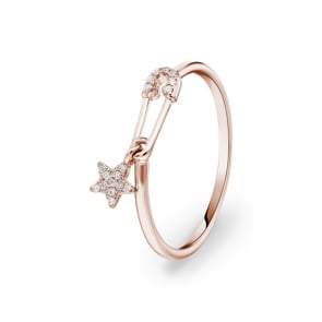 Ring 750/18 K Roségold mit Diamanten 0.04 ct H/si, Saftey Pin