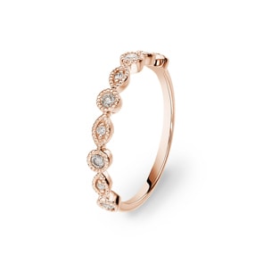 Bague or rosé 750/18 ct avec diamants 0.15 ct H/si