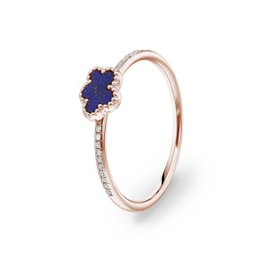 Ring 750/18 K Roségold mit Lapislazuli & Diamanten 0.05 ct H/si