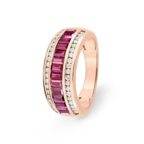 Ring 750/18 K Roségold mit Rubinen & Diamanten 0.34 ct
