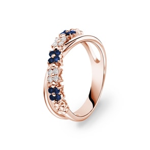 Ring 750/18 K Roségold mit Saphiren & Diamanten 0.11 ct H/si