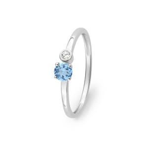 Ring 750/18 K Weissgold mit Blautopas & Zirkonia