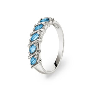 Ring 750/18 K Weissgold mit Blautopasen Ø 56