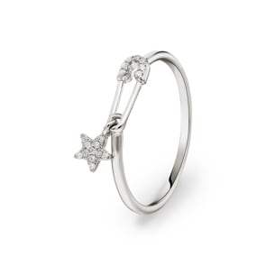 Bague or gris 750/18 ct avec diamants 0.04 ct H/si, Saftey Pin