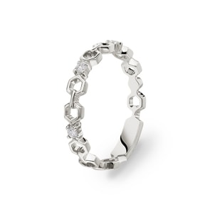 Bague or gris 750/18 ct avec diamants 0.08 ct H/si
