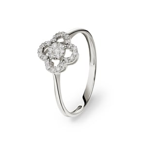 Ring 750/18 K Weissgold mit Diamanten 0.17 ct H/si, Kleeblatt