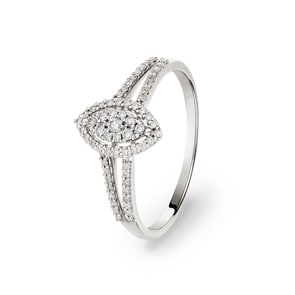 Ring 750/18 K Weissgold mit Diamanten 0.22 ct H/si