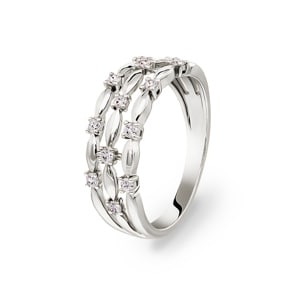 Bague or gris 750/18 ct avec diamants 0.24 ct H/si