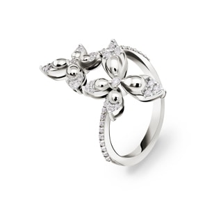 Bague or gris 750/18 ct avec diamants 0.26 ct H/si, Papillons