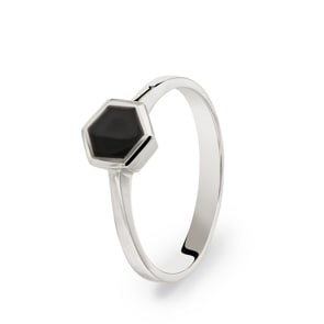 Ring 750/18 K Weissgold mit Onyx Ø 56