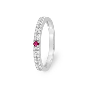Ring 750/18 K Weissgold mit Rubin & Zirkonia