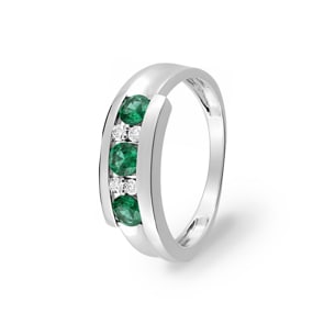 Ring 750/18 K Weissgold mit Smaragden und Diamanten 0.07ct.