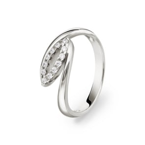 Bague or gris 750/18 ct avec zircones Ø 54