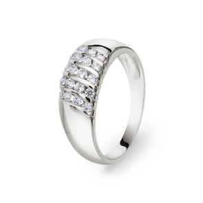 Bague or gris 750/18 ct avec zircones Ø 56