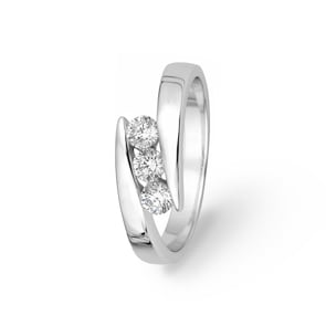 Ring 750/18 K Weissgold mit Zirkonia Trilogie
