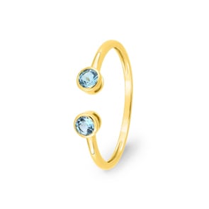 Ring offen 750/18 K Gelbgold mit Blautopasen