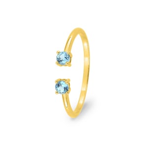Ring offen 750/18 K Gelbgold mit Blautopasen