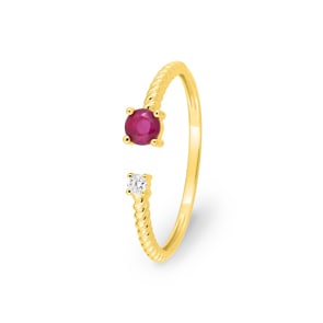 Ring offen 750/18 K Gelbgold mit Rubin & Zirkonia