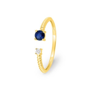 Ring offen 750/18 K Gelbgold mit Saphir & Zirkonia