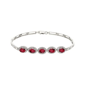 Rubin Armband 750/18 K Weissgold mit Diamanten 0.67 ct H/si