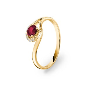 Rubinring 750/18 K Gelbgold mit Diamanten 0.03 ct H/si