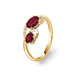 Rubinring 750/18 K Gelbgold mit Diamanten 0.08 ct H/si