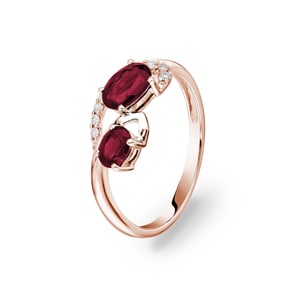 Rubinring 750/18 K Roségold mit Diamanten 0.08 ct H/si