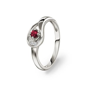 Rubinring 750/18 K Weissgold mit Diamanten 0.03 ct H/si
