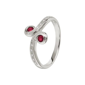 Rubinring 750/18 K Weissgold mit Diamanten 0.05 ct H/si