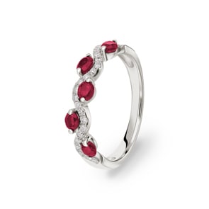 Rubinring 750/18 K Weissgold mit Diamanten 0.16 ct H/si