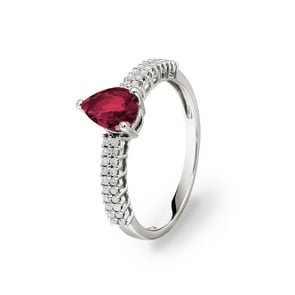 Rubinring 750/18 K Weissgold mit Diamanten 0.16 ct H/si
