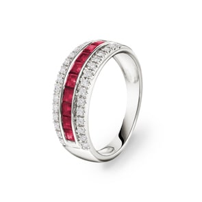Rubinring 750/18 K Weissgold mit Diamanten 0.20 ct H/si
