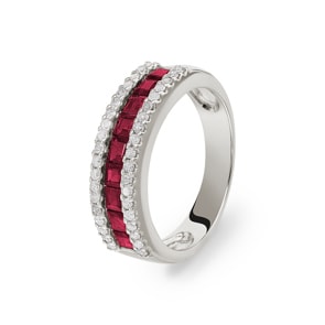 Rubinring 750/18 K Weissgold mit Diamanten 0.32 ct H/si