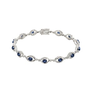 Saphir Armband 750/18 K Weissgold mit Diamanten 0.44 ct H/si