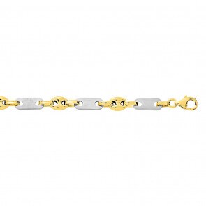 Schiffsankerkette 1+1 massiv 750/18 K Gelbgold Bicolor 6mm