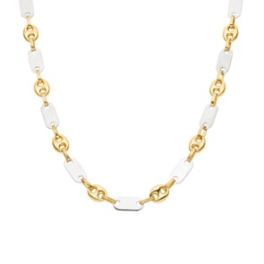 Schiffsankerkette 1+1 massiv 750/18 K Gelbgold Bicolor 6mm