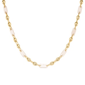 Collier Grain de café 2+1 massive or jaune 750/18 ct bicolore 5.5mm
