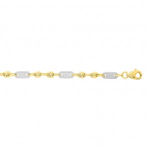 Schiffsankerkette 2+1 massiv 750/18 K Gelbgold Bicolor