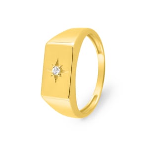 Siegelring 375/9 K Gelbgold eckig Kompass mit Zirkonia