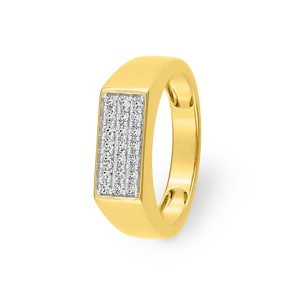 Siegelring 375/9 K Gelbgold eckig mit Zirkonia