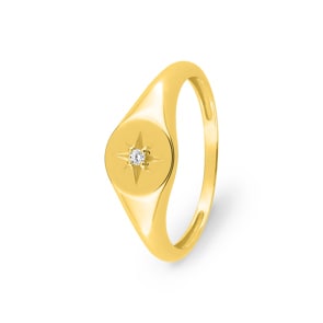 Siegelring 375/9 K Gelbgold Kompass mit Zirkonia